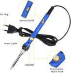 EUROKOMP Set letcon 60W cu reglare temperatura 200-480C + accesorii pirogravura E6175 EUROKOMP (E6175)