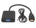 Well Cablu adaptor HDMI la VGA mama +Jack 3.5 mm Stereo audio Well (ADAPT-HDMIM/VGAF/A-0.2BK-WL) - drumix