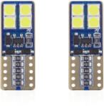 AMiO Set becuri auto cu LED CANBUS compatibil T10e W5W 8 SMD Alb 12/24V, destinat competitiilor auto sau off-road (AM01635)