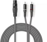 Nedis Cablu audio stereo XLR 3-Pini mama - 2x RCA tata 3m gri NEDIS (COTH15220GY30) - drumix