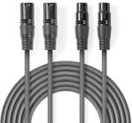 Nedis Cablu XLR Stereo Premium Nedis 0.5m 2x XLR 3-pini tata - 2x XLR 3-pini mama gri COTH15030GY05 (COTH15030GY05)