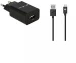 DEVIA Incarcator Voiaj 1x USB 2.1A +cablu micro USB 1m Negru Devia 12MN (EA004) - drumix