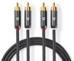 Nedis Cablu audio stereo 2x RCA tata - 2x RCA tata 1m gri Nedis (CATB24200GY10) - drumix