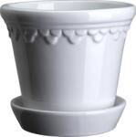 Bergs Potter Ghiveci Københavner 16 cm alb cu suport glazurat (KCMW16S)