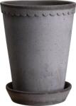 Bergs Potter Ghiveci Helena înalt 18 x 14 cm gri cu suport (HG14RPS)