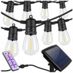 AKB-Poland Napelemes Kerti Fényfüzér 10X Izzó E27 Fehér Meleg Vízálló (GIRLANDA-02)