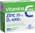 Fiterman Pharma Vitamina C 1000 mg, Zinc 25 mg, D3 4000 UI, 30 comprimate filmate, Fiterman
