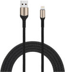 Prestige Charge Cablu USB la Lightning 2.4 A PRESTIGE CHARGE, Incarcare si Transfer Date, Compatibil Apple iPhone/iPad/AirPods, Suporta CarPlay, Material Textil, 1m, Negru