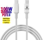 Prestige Charge Cablu USB-C la USB-C 100W PD 3.0, PRESTIGE CHARGE, Transfer Date si Incarcare SuperFastCharge 2.0, Pentru Laptop/Telefon/Tableta, 1m, Alb
