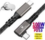 Prestige Charge Cablu USB-C 3.2 100W PRESTIGE CHARGE, Transfer 20Gbps & Video 4K@60Hz, PD 3.0, Cap 90°, Compatibil Laptop, Tableta, iPhone 15/16/17, Samsung, 1m, Negru