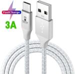 Prestige Charge Cablu USB la USB-C PRESTIGE CHARGE, Transfer Date si Incarcare FastCharge QC 3.0, Max 3A, Compatibil Telefon, Tableta, Textil Premium, 2m, Argintiu