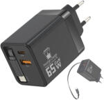 Prestige Charge Incarcator Retea GaN TrioMini-R, PRESTIGE CHARGE, 65W SuperFastCharge 2.0, Cablu Retractabil , PD 65W + QC 3.0, Incarcare Simultana Laptop si Telefon/