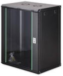 ASSMANN Rack Digitus Cabinet metalic, Digitus, 19" 16U, 600x450cm, cu usi din sticla, negru, nemontat (DN-37113)