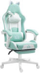 HomCom Gamer Szék Macskafülekkel, Dönthető háttámlával, lábtartóval, Tengerkék (921-794V00LB)