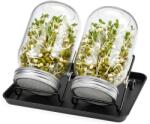 Relaxdays Set de 2 borcane pentru germinare, suport și tavă (10137645)