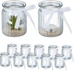 Relaxdays Suporturi transparente pentru lumânări tip pastilă Relaxdays, set de 12 (10091140) Pahar