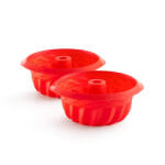 Lékué Set 2 forme de copt chec Lekue 1010162, Ø15 cm, 700 ml, -60°C/+220°C, Silicon platinat, Rosu (1010162)