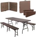 Pepita rattan pliabil efect Garden bere banc set 180cm - maro (KF-GF03)