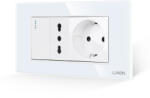 Luxion Intrerupator Simplu + Priza Ingusta + Priza Schuko cu Rama din Sticla LUXION, Standard Italian, 4M