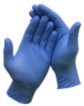  Védőkesztyű, egyszer használatos, nitril, M méret, 200 db, púder nélküli, kék (1016M) - nyomtassingyen