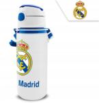 KIDS Real Madrid Emblem Alumínium Szívószálas Kulacs Akasztóval 600 ml (SB10707) (SB10707)