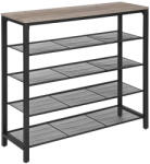 VASAGLE INDESTIC cipőtartó polc 4 hálós polccal ipari stílusban greige és fekete (EUZ-LBS015LK01)