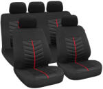 Autolife 9 részes 2HELYEN osztható - Légzsákos univerzális üléshuzat szett - fekete/piros csíkkal (02324) - akcio-shop