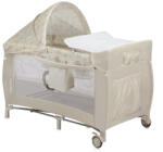 Lionelo Patut pliant, Lionelo, Sven Plus, 120x60 cm, cu doua nivele, cu arcada jucarii, masuta de infasat, vibratii, melodii, Bej Latte