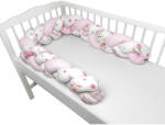 MimiNu Protectie laterala, MimiNu, pentru patut bebe, Tip Bumper impletit, din bumbac, din Lungime 220 cm, Pink Ballerina (6426972023887)