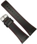 HCraft Curea ceas Piele Naturala Neagra Cusatura Rosie XL 30mm (WZ1617)