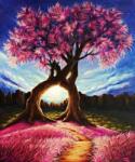 NORIMPEX - Puzzle Tablou Diamant: Copac roz 30x40 cm - 1 - 39 piese