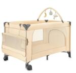 Momi Patut pliabil cu doua nivele si masuta de infasat, 60x120 cm, momi, belove plus -beige