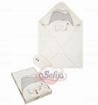 Sofija Csecsemő fürdőtakaró 75x75 Sofija Gracjan frottír ekrü, kapucnis (5907204089129)