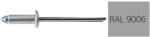 Koelner - Rawlplug Nyitott félgömbfejű húzószegecs 3, 2x8mm festett RAL9006 alumínium-acél