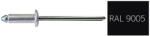 Koelner - Rawlplug Nyitott félgömbfejű húzószegecs 3, 9x8mm festett RAL9005 alumínium-acél
