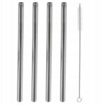  4x Acél Ital szívószálak Csövek Egyszerű Többször használható Tisztító kefe (VD-151450)