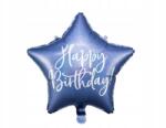 Party Deco Happy Birthday Fólia lufi, 40cm, sötétkék