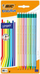 BIC Set 8 creioane HB BIC Evolution Stripes cu radiera, rezistente la soc (8803323P-8)