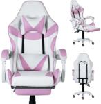 MTG Gamer szék nyak-és derékpárnával + lábtartóval - fehér-rózsaszín (MAS-GC4-006)