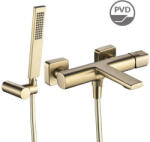 Laveo TORES falra szerelhető kádcsap zuhanyszettel, szatin arany