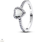 Pandora Kiemelt fehér szív gyűrű 58-as méret - 198421C11-58
