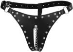 Ouch! PU Leather Chastity Thong with Chain Detail