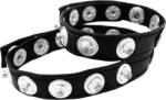 Rouge Leather Double Multi Snap Cock Strap with Silver Buttons Inel pentru penis