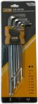 JCB Hosszú IMBUSZ/TORX Kulcs Készlet 9 Részes 1.5-T55 L Típusú Cr-V (F60957)