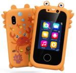 KP08 Crab 2.8" játék okostelefon IPS kijelzővel, Dual kamerával gyerekeknek, narancs