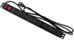 Qoltec Szerverszekrénybe szerelhető PDU, 8 xIEC C13 10A 1U, 2m, fekete