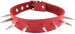 Rouge Leather Spiked Collar with 1 inch Spikes Red