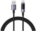 USAMS sufeng adatkábel, usb - type-c, 66w, gyorstöltő, 120cm, led kijelző, sötétszürke (SJ673USB01)