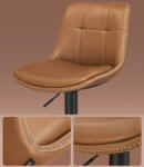 VASAGLE LJB095K01 bárszék 2 db-os szett magasságállítható forgó konyhai szék steppelt PU borítással háttámlával és lábtartóval karamell barna (EUZ-LJB095KN01) - platinashop