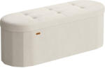 SONGMICS Összecsukható tároló puff, lábtartó, bársonyos, krémfehér 38x110x38cm (LSF297LH01)